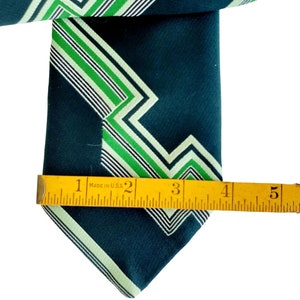 Vintage Tie Wide Green Wembly Polyester Stripe Geometric 4 Inch image 4