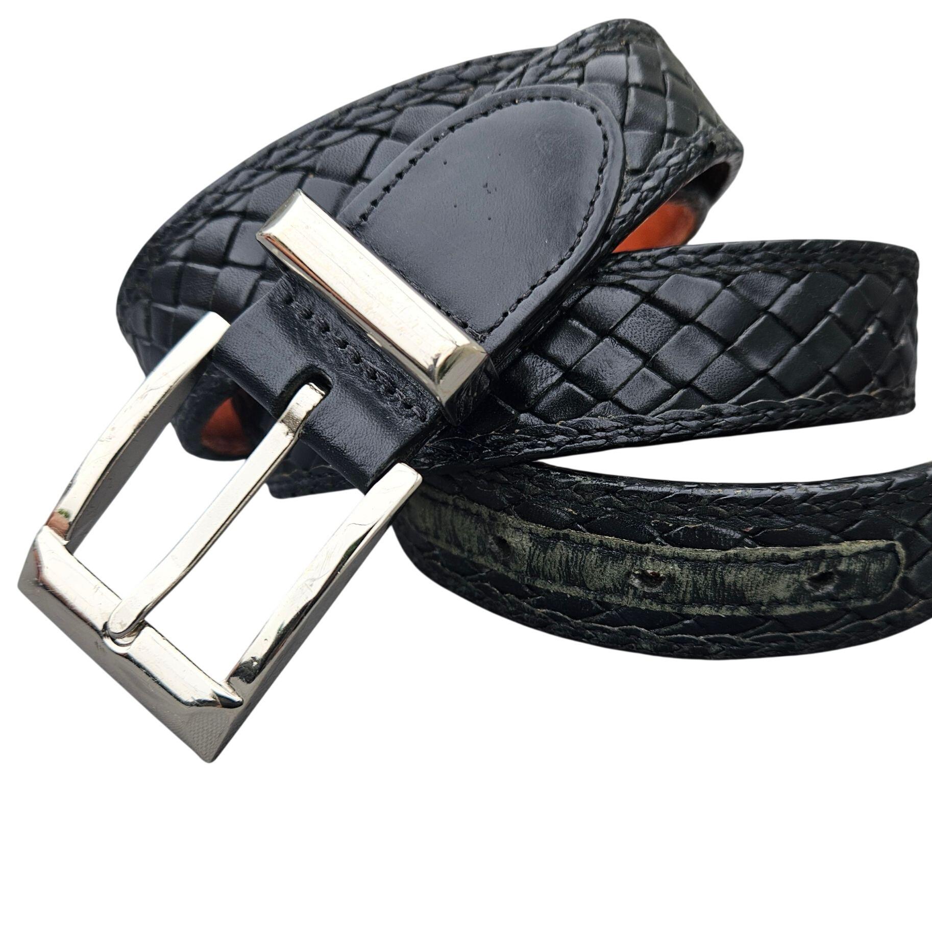 Bragano Black Woven Leather Belt Mens Made in Canada XL 41–45 in