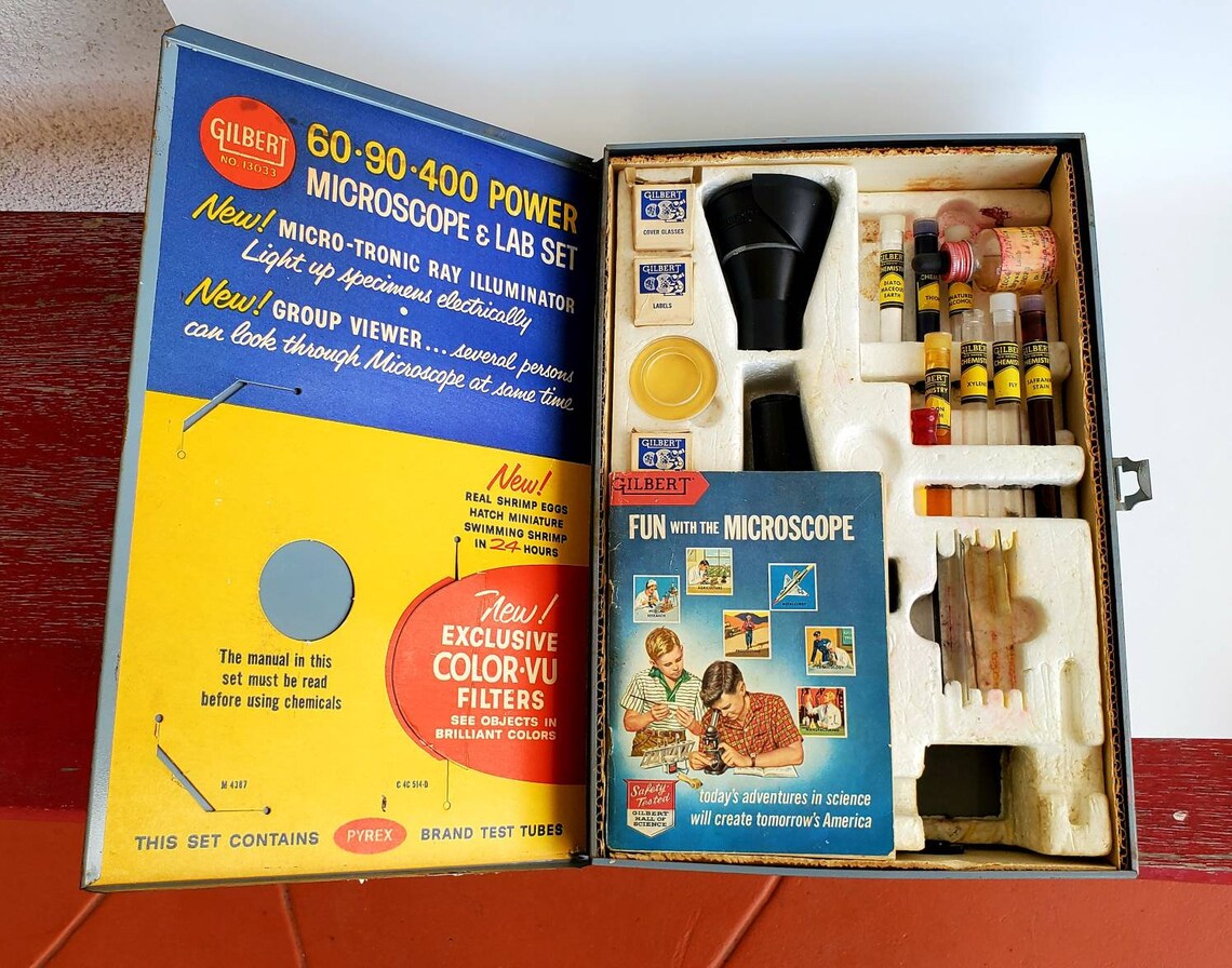 Vintage Science Kit for Kids Mid Century Microscope and Lab Etsy