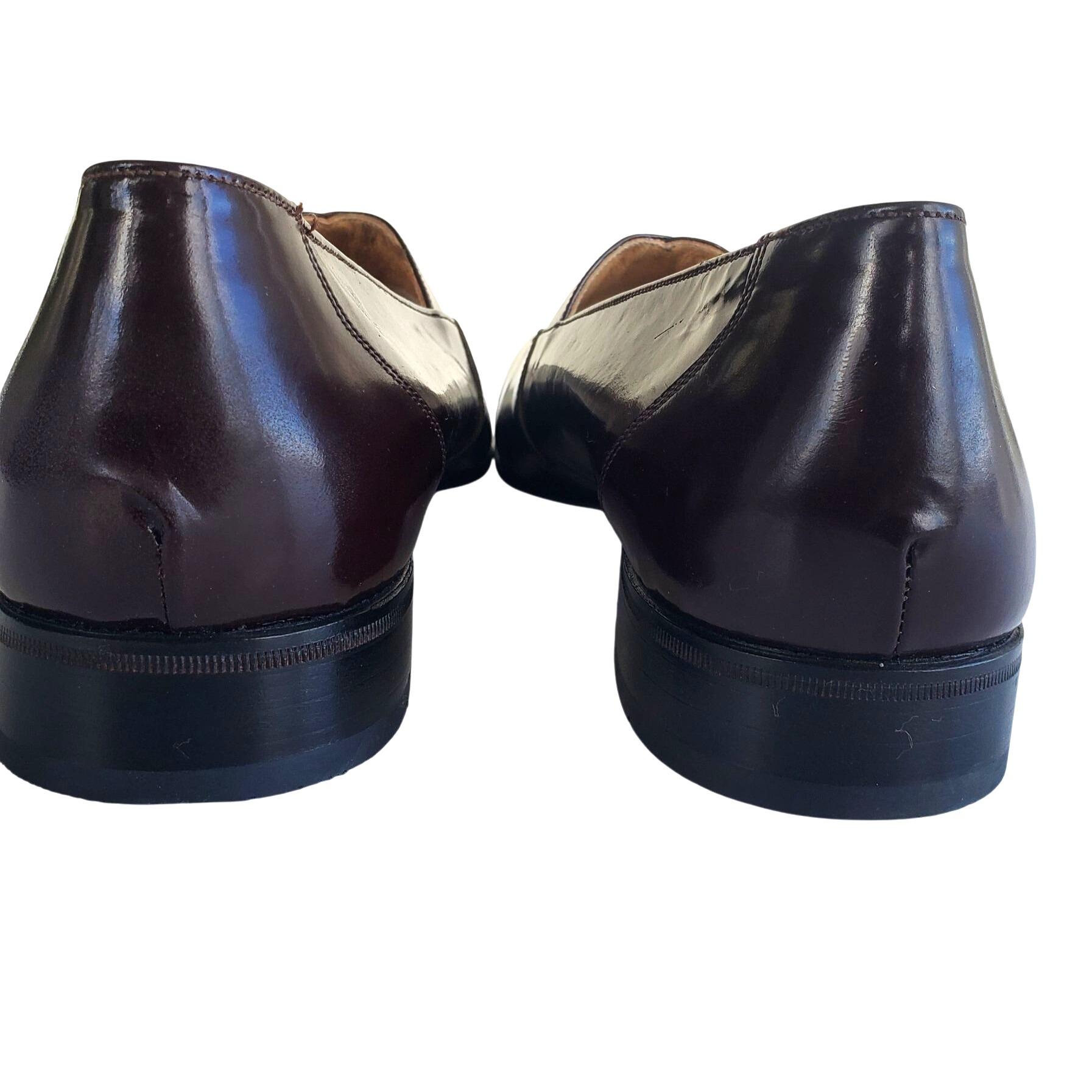 Pierre Cardin 70s Men Size 8 Brown Patent Leather Slip on 
