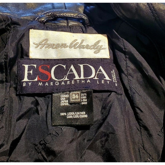 Vintage 80s Escada Jacket XS S Unisex Navy Black … - image 2