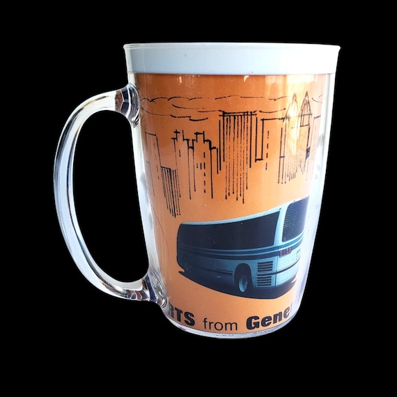 Vintage Thermo Serv Mug RTS Bus System General Motors Insulated