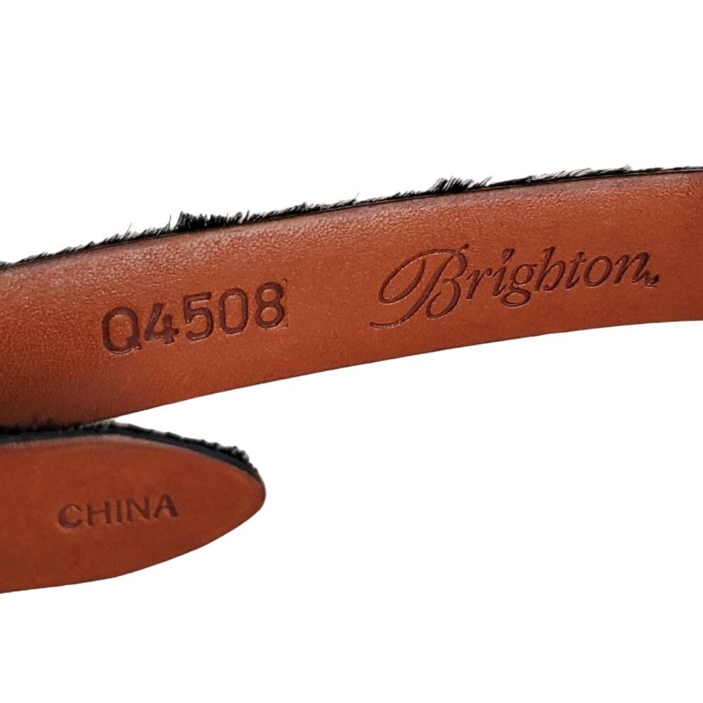 Brighton Belt 34 L Narrow Black Pony Hair Leather Silver  display picture 1