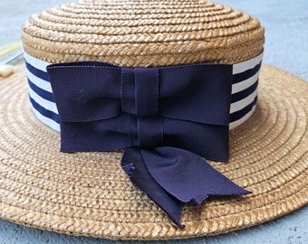 LAURA ASHLEY Straw Hat - Never Worn Natural With Black  display picture 1