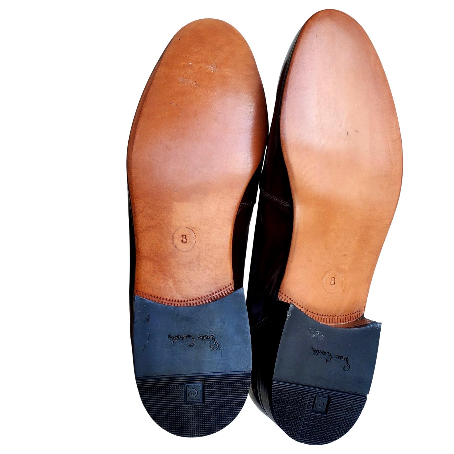 Pierre Cardin 70s Men Size 8 Brown Patent Leather Slip on  display picture 3