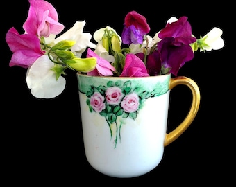Vintage German Cup Hand Painted Arzberg With Gold Handle & Floral Design