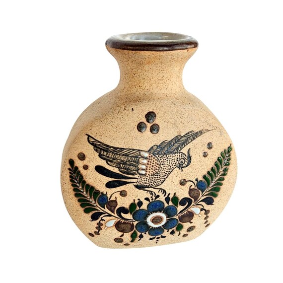 トナラ メキシコ 鳥と蝶 陶器 花瓶 ネッツィ作 手描き 6インチ - Etsy 日本