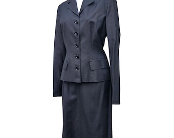 Garnitur z czarnej wełny i jedwabiu Dolce Gabbana w stylu vintage z lat 90., rozmiar 42, rozmiar US 6, z kolekcji Y2K, Włochy