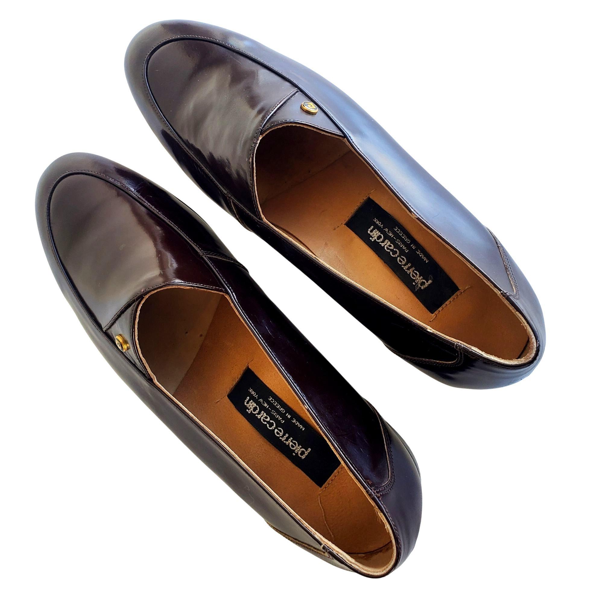 Pierre Cardin 70s Men Size 8 Brown Patent Leather Slip On Shoes Deadstock NWOT Pierre Cardin 70s Men Size 8 Brown Patent Leather Slip on  main image 2