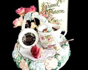 Shabby Chic Vintage Tea Cup Gift Basket Instant Collection