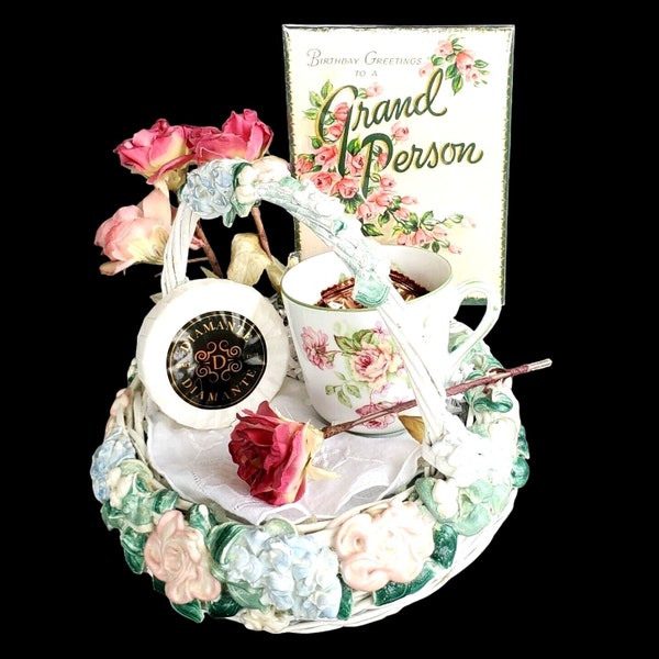 Shabby Chic Vintage Tea Cup Gift Basket Instant Collection