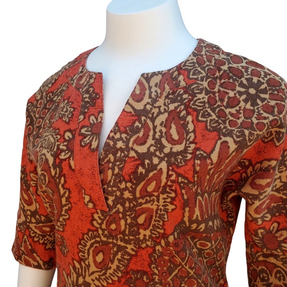 Vintage Cotton Canvas Tunic Dress 60s 70s Fall Co… - image 4