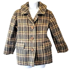 50s 60s Women Wool Tweed Jacket Large