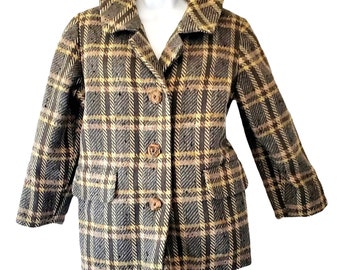 50s 60s Women Wool Tweed Jacket Large