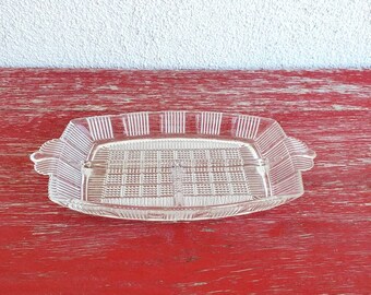 1930s Glass Condiment Serving Dish Art Deco Organizer