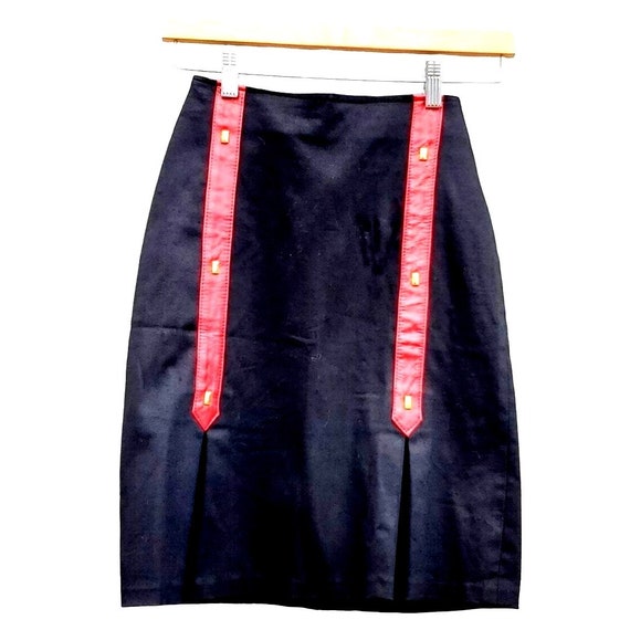 Black Skirt XS Mary Dzenutis Vintage 80s XS Red L… - image 1