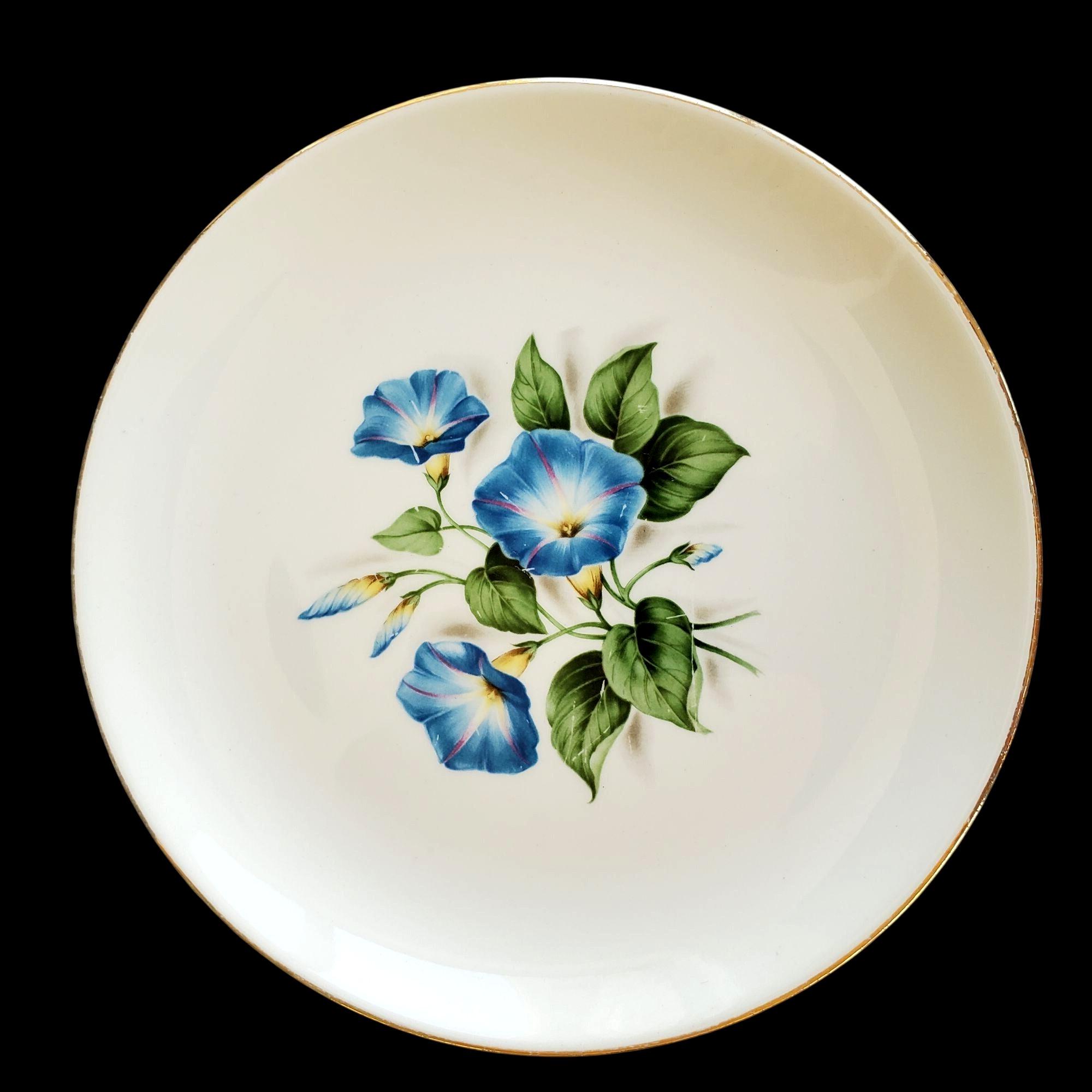 8 Inch Vintage Blue Floral Plate - Etsy