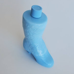 Vintage Avon Sonnet Cologne, 1972 Avon Collectible Bottle, Blue Milk Slag Glass Boot image 3
