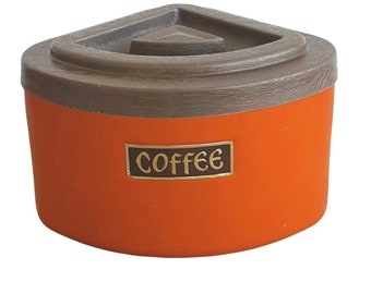 Vintage Coffee Canister Crom-Ever 1969 Orange Brown