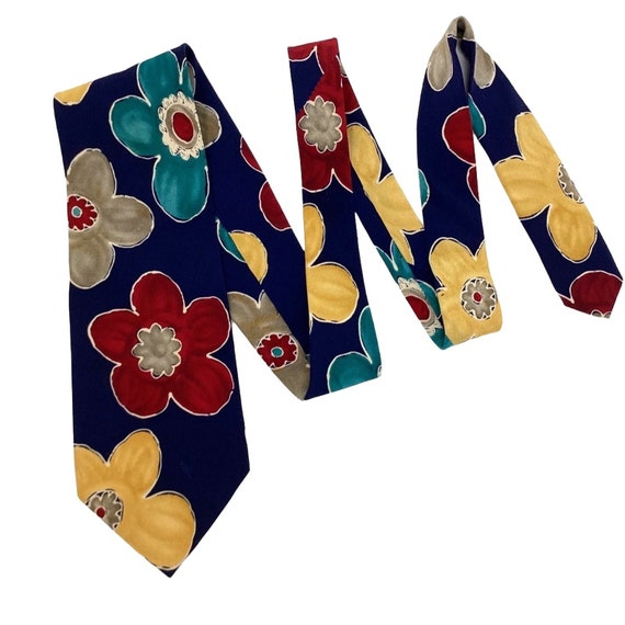 Timney Fowler Tie London Designer Mod Floral Neck… - image 1