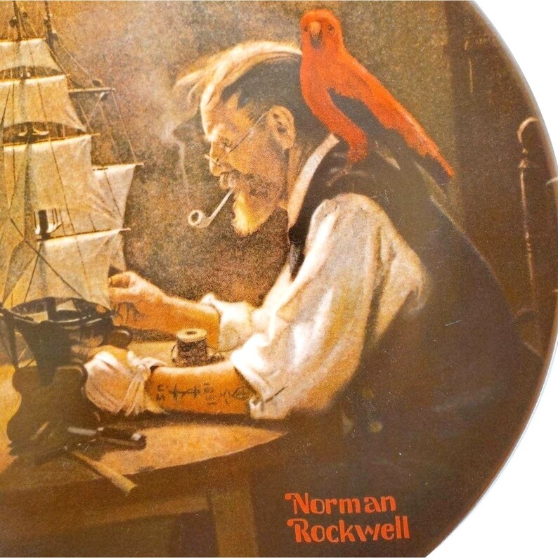 Norman Rockwell Vintage Plate The Ship Builder Father's Day Gift image 3