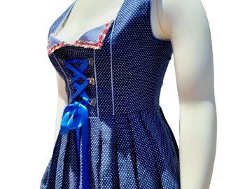 Oktoberfest Dirndl Dress Women's Large Blue and White Clearlove NWOT Lace Up