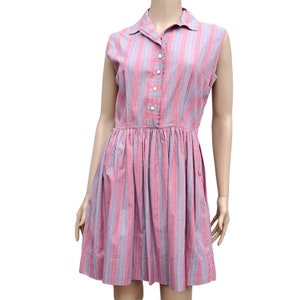 Vintage vestido de día Betty Barclay 50s 60s algodón sin mangas mujeres pequeñas imagen 1