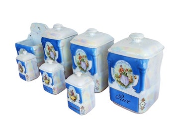 Luster Ware Canister Set READ, Lustreware Canisters, Victoria China Czechoslovakia
