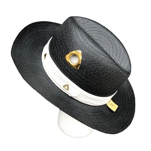 Vintage Stetson Fedora Black Straw Panama Hat New With Tags 7 3/8