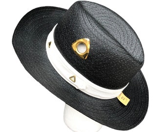 Vintage Stetson Fedora Black Straw Panama Hat New With Tags 7 3/8