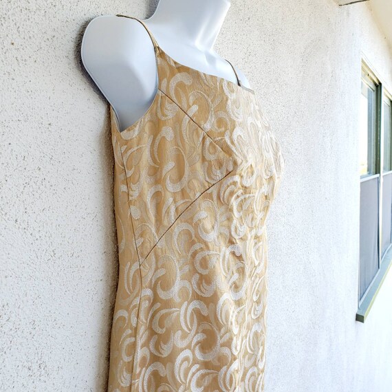 Prom Dress, 1960s Gold Dress, 60s Gold Brocade She