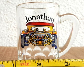 Vintage Shot Glass Jonathan Hot Rod Classic Car Gift Monogram