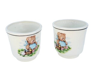 Vintage Child Cups, Teddy Bear Cups, Cupcake