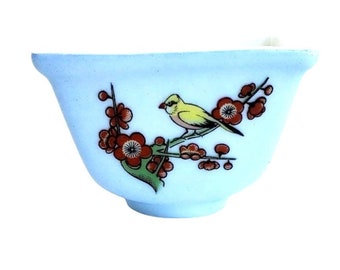 Chinese Wine Cups With Birds Pair of Sake Cups