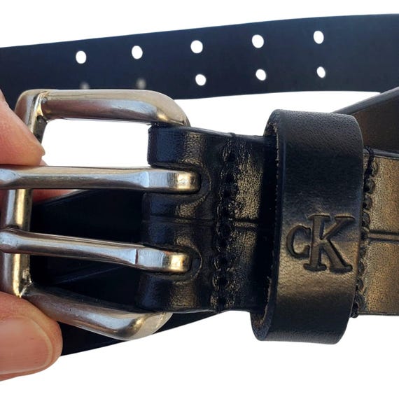 Calvin Klein Black Leather Belt Double Prong Buckle Men  display picture 1