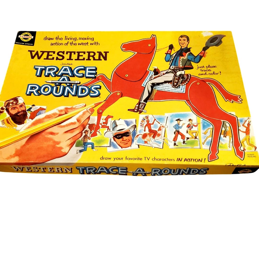 Trace Rounds Vintage Children Hobby Drawing Kit Western Jointed Trace A Rounds ...