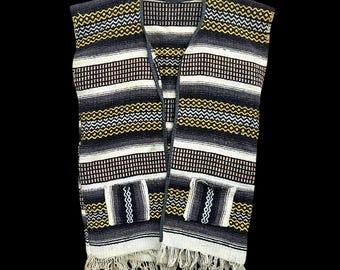 Vintage 50s 60s Hand Woven Mexican Natural Dye Serape Vest Fringe S/M