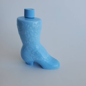 Vintage Avon Sonnet Cologne, 1972 Avon Collectible Bottle, Blue Milk Slag Glass Boot image 4