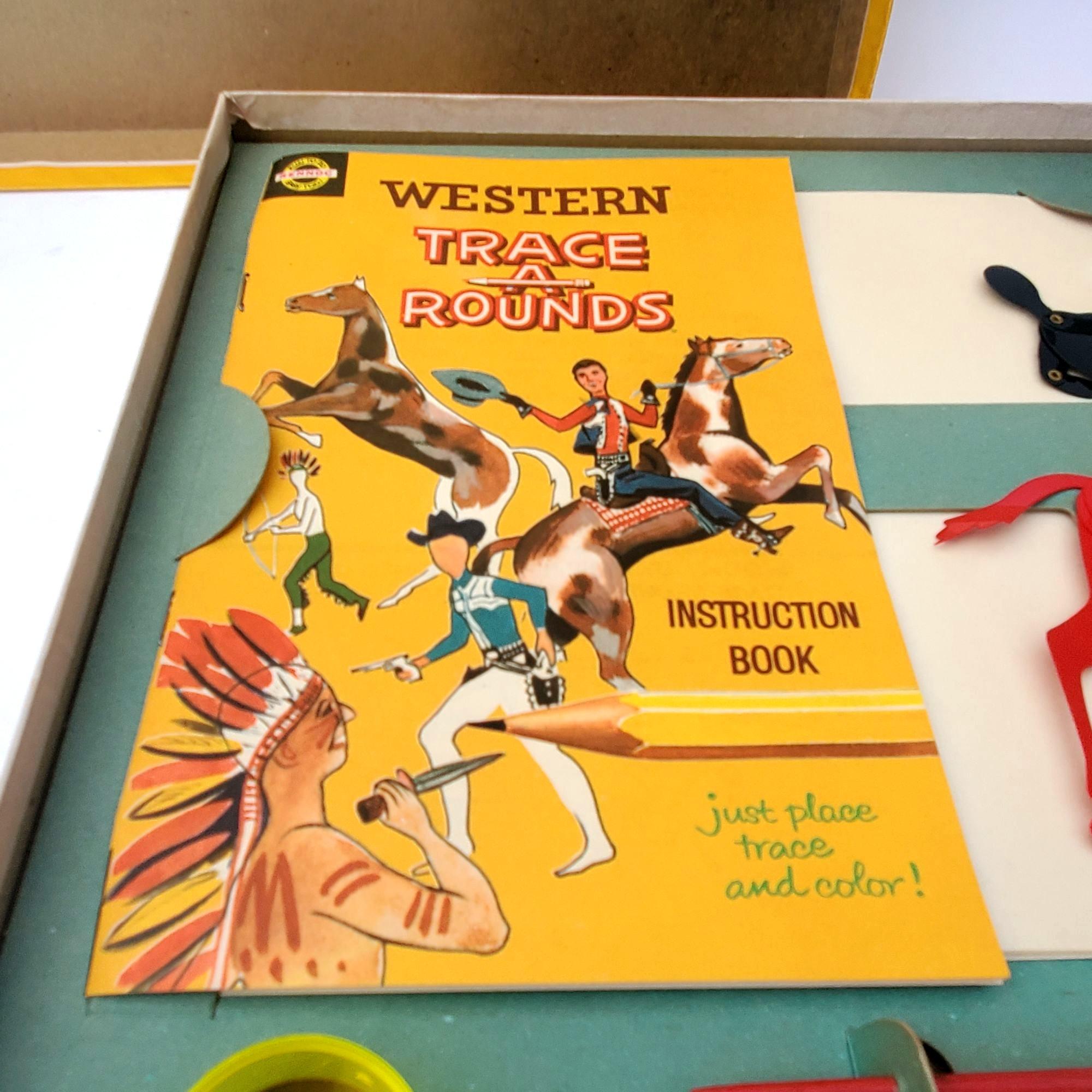 Trace Rounds Vintage Children Hobby Drawing Kit Western Jointed Trace A Rounds ...