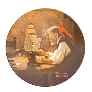 Norman Rockwell Vintage Plate The Ship Builder Father's Day Gift image 1