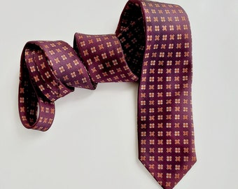 Vintage Tie, Maroon Silk Necktie, 3 inch wide tie, Bianchi Tie