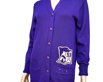 Vintage Class Sweater 50s High School Purple Wool Women S