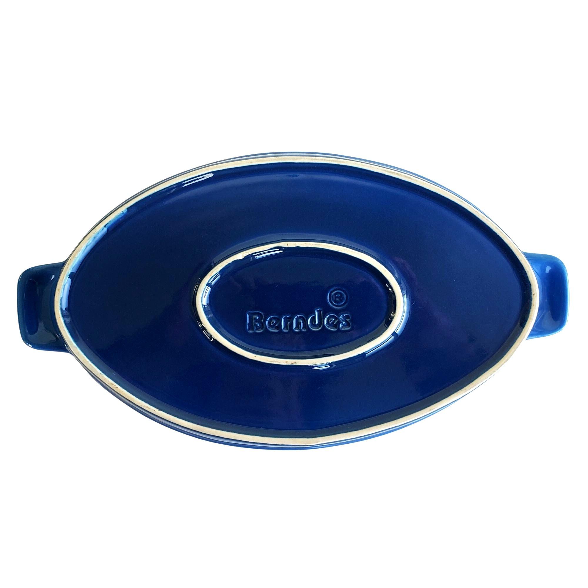 Berndes Blau Steingut Oval Gratin Backform 11,5
