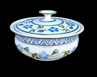 Jarrón de cerámica vintage Studio Pottery con tapa, firmado por Gisela, 1979