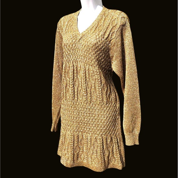 gold metallic knitted dress KARISHMA KNIT DRESS Effortlessly elegant and undeniably eye Carducci Vintage 80s Gold Metallic
