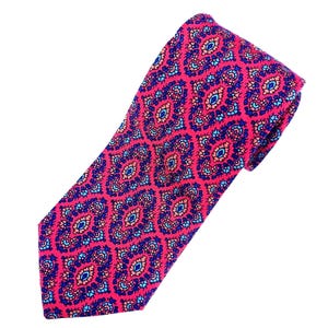 Lanvin Paris Tie 3 Inch Wide Deep Red Burgundy Abstract Silk Narrow