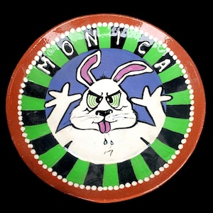 Ceramic Art Plate Mark Adan Rabbit Gift for Monica 9 Inch Pottery Dish