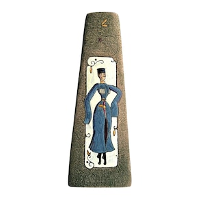 Vintage Georgian Folk Dancer Pottery Vase Studio Art Ceramic Chokha 9"