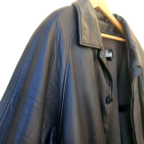 Vintage Colebrook Mens Long Black Leather Duster Coat L to XL