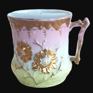 Antique Shaving Mug Victorian Porcelain Scuttle Cup